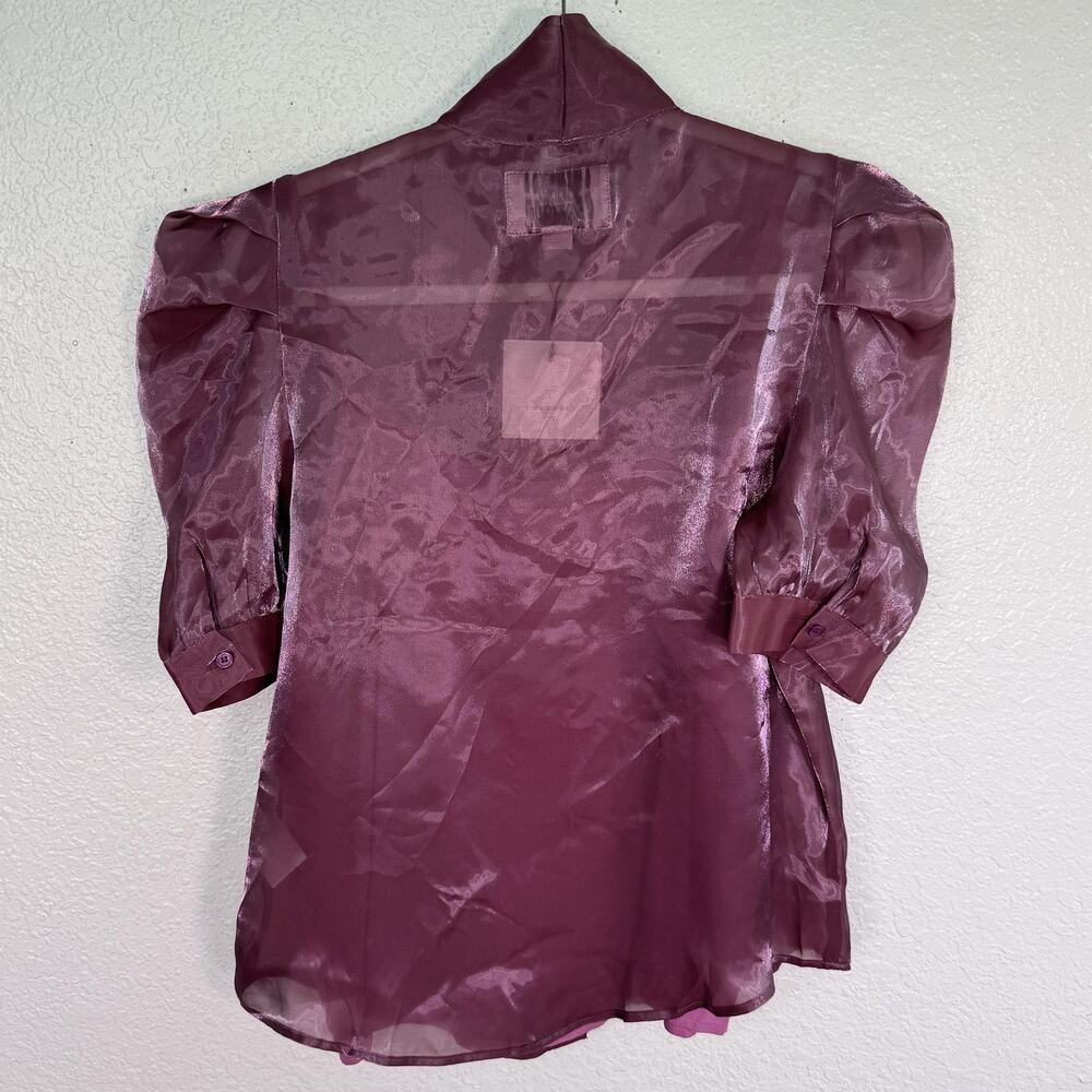 The Shirt by Rochelle Behrens Womens Medium Iridescent Puff Sleeve with Cami NEW - Picture 2 of 11